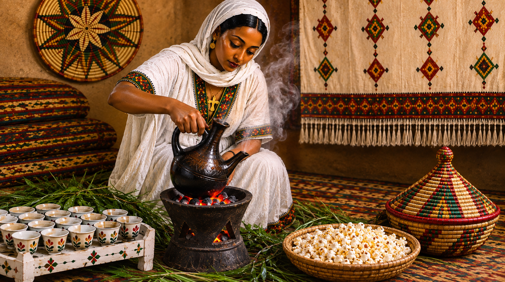 Traditional jebena preparation