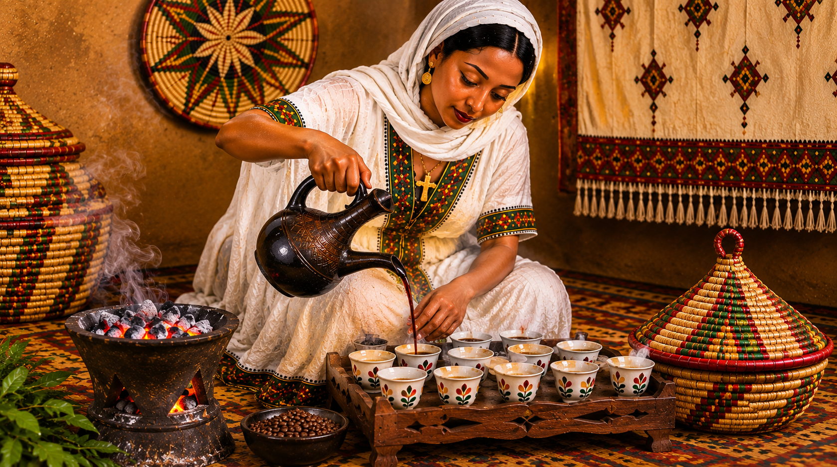 Brewing Ethiopian coffee