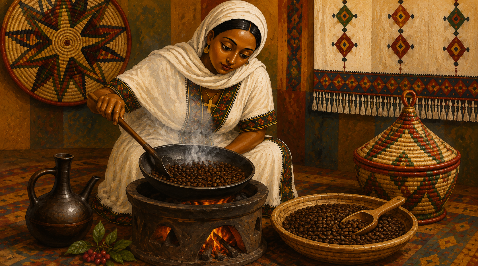 Coffee beans being roasted